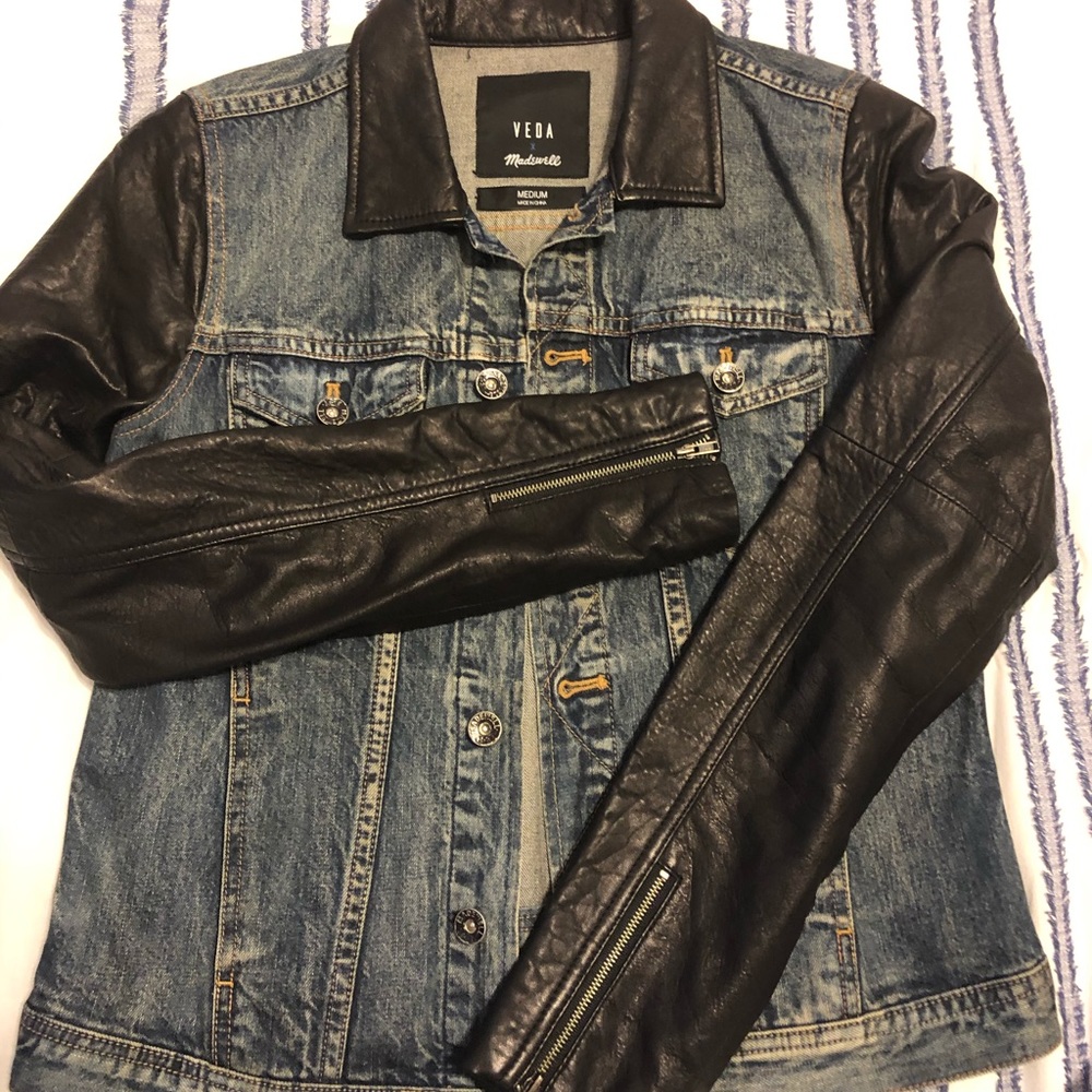 Madewell/Veda Leather and Denim Mixed-media Jacket